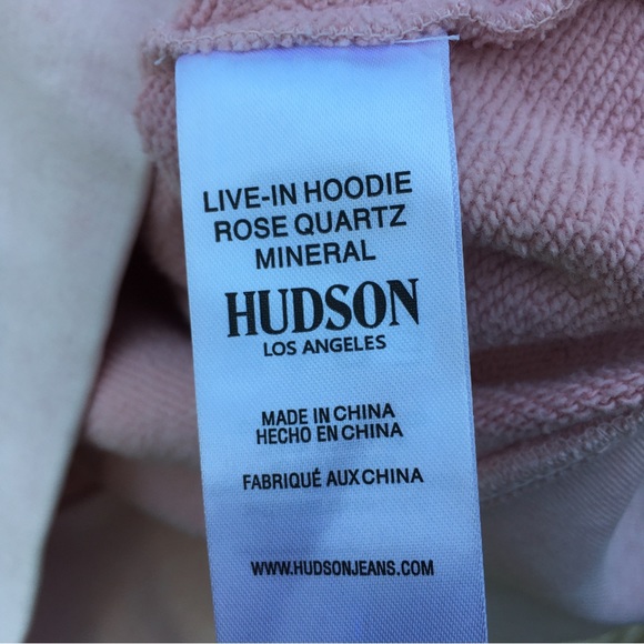 NWT Hudson Jeans Live In Hoodie Sweatshirt Rose Pink Quartz Mineral L - Picture 13 of 16